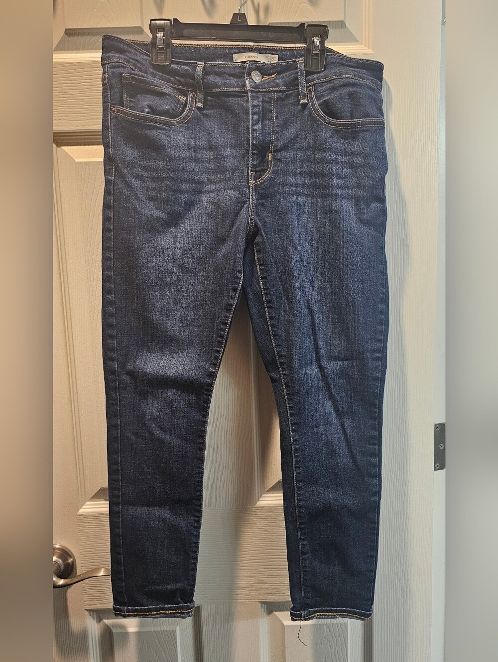 Levi's 711 Skinny Jeans in Indigo with Gold Stitching Size 31